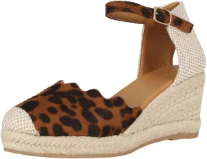 Wild Diva Womens Round Toe Espadrille Med High Wedge Heel Mary Jane Sandals