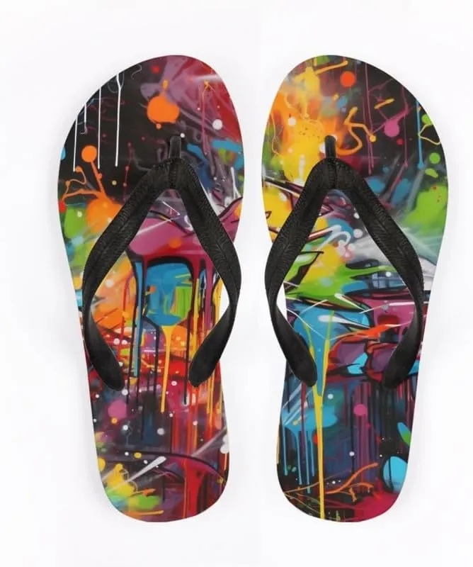 Women Tie-Dye Flip Flop Sandal, Hawaii Graffiti Soft Comfort Fit Slippers for Summer Unisex Outdoor Shower Slippers