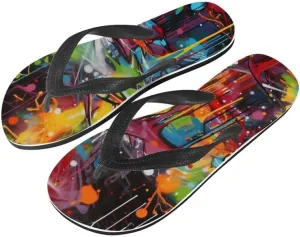 Women Tie-Dye Flip Flop Sandal, Hawaii Graffiti Soft Comfort Fit Slippers for Summer Unisex Outdoor Shower Slippers