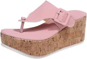 Women's Casual Open Toe Cork Wedge Flipflops Sandals Slip On Metallic Platform High Heel Thong Sandal 2025 Comfortable Flip Flops Slippers Plus Size Beach Dressy for Outdoor Walking Shoes