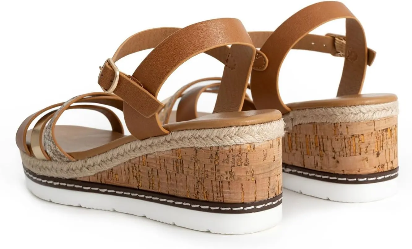 Women's Espadrille Wedge Open Toe Sandals,Adjustable Buckle Ankle Strap Casual Sandals With Arch Support Outdoor Dressy Beach Platform Rome Sandal Shoes