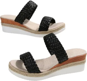 Womens Espadrilles Platform Wedge Sandals Summer Braided Open Toe Slip On Slide Sandals