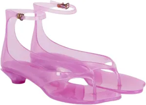 Women’s Flip Flop Kitten Heels – Jelly Thong Heeled Sandals with Clear Strap, Transparent Low Heel Mules, Stylish Thong Kitten Heels for Summer, Casual Dress Sandals