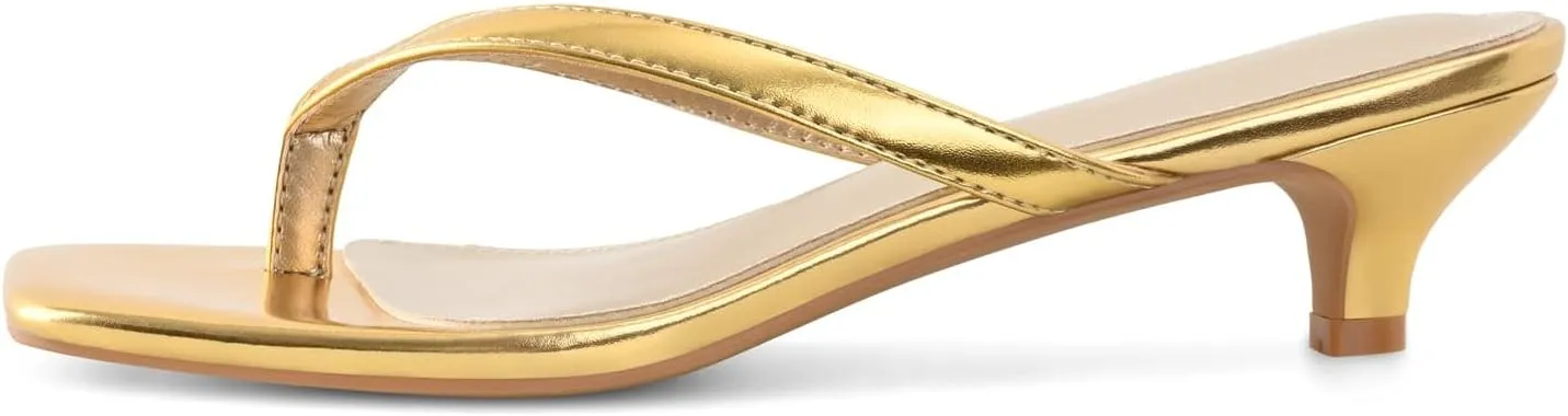 Women’s Flip-Flops Kitten Heels Thong Sandals For Women Square Toe Slip On Fashion Summer Dress Sandals