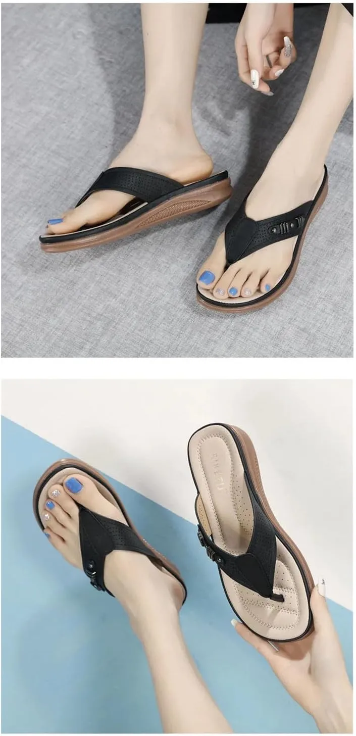 Women's Low Heel Flip-Flops - Summer Beach Outdoor Slippers