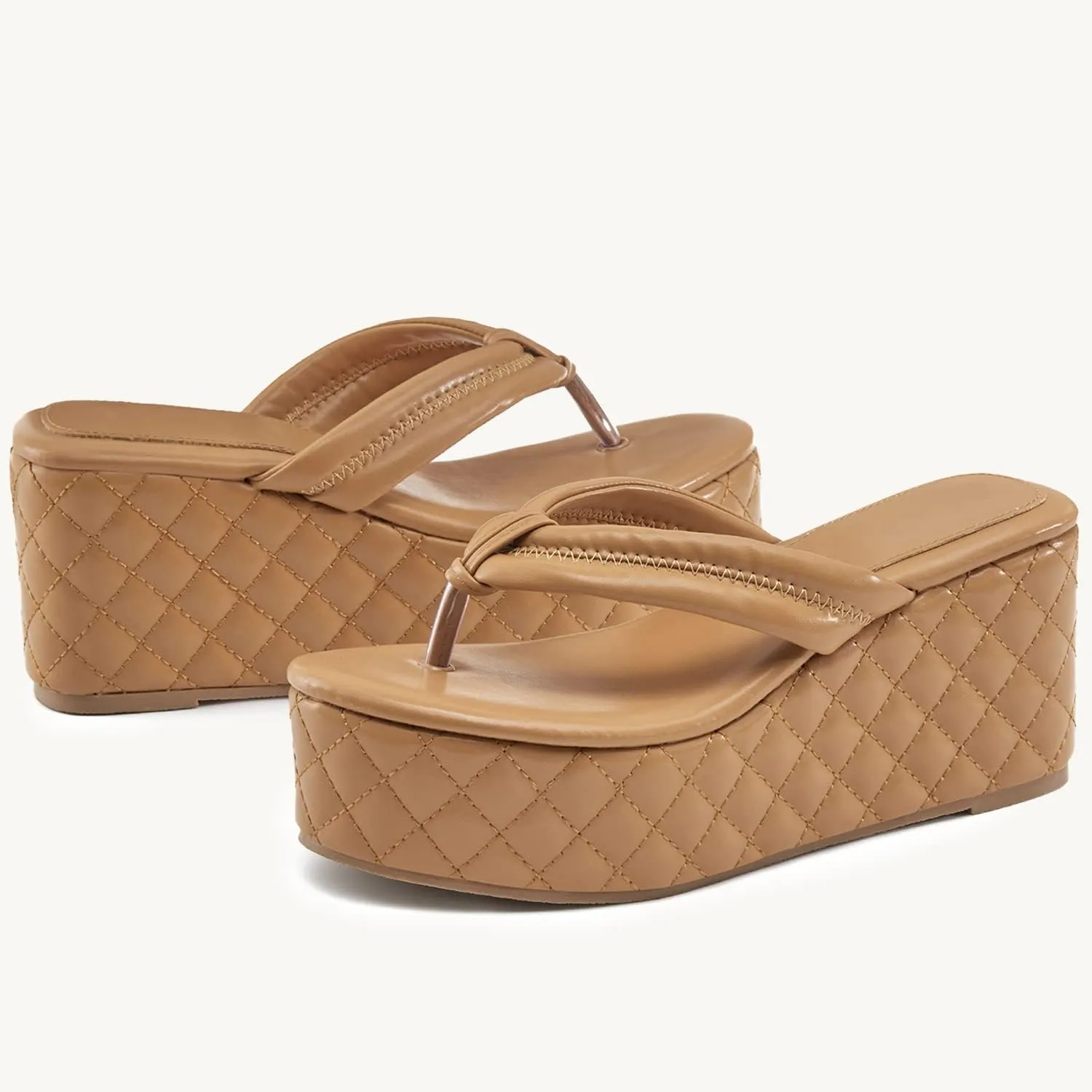 Women's Platform Wedge Slides Sandals Open Toe Slip on Flip-Flops Comfort Summer Beach Casual Wedges Shoes