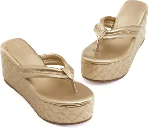 Women's Platform Wedge Slides Sandals Open Toe Slip on Flip-Flops Comfort Summer Beach Casual Wedges Shoes