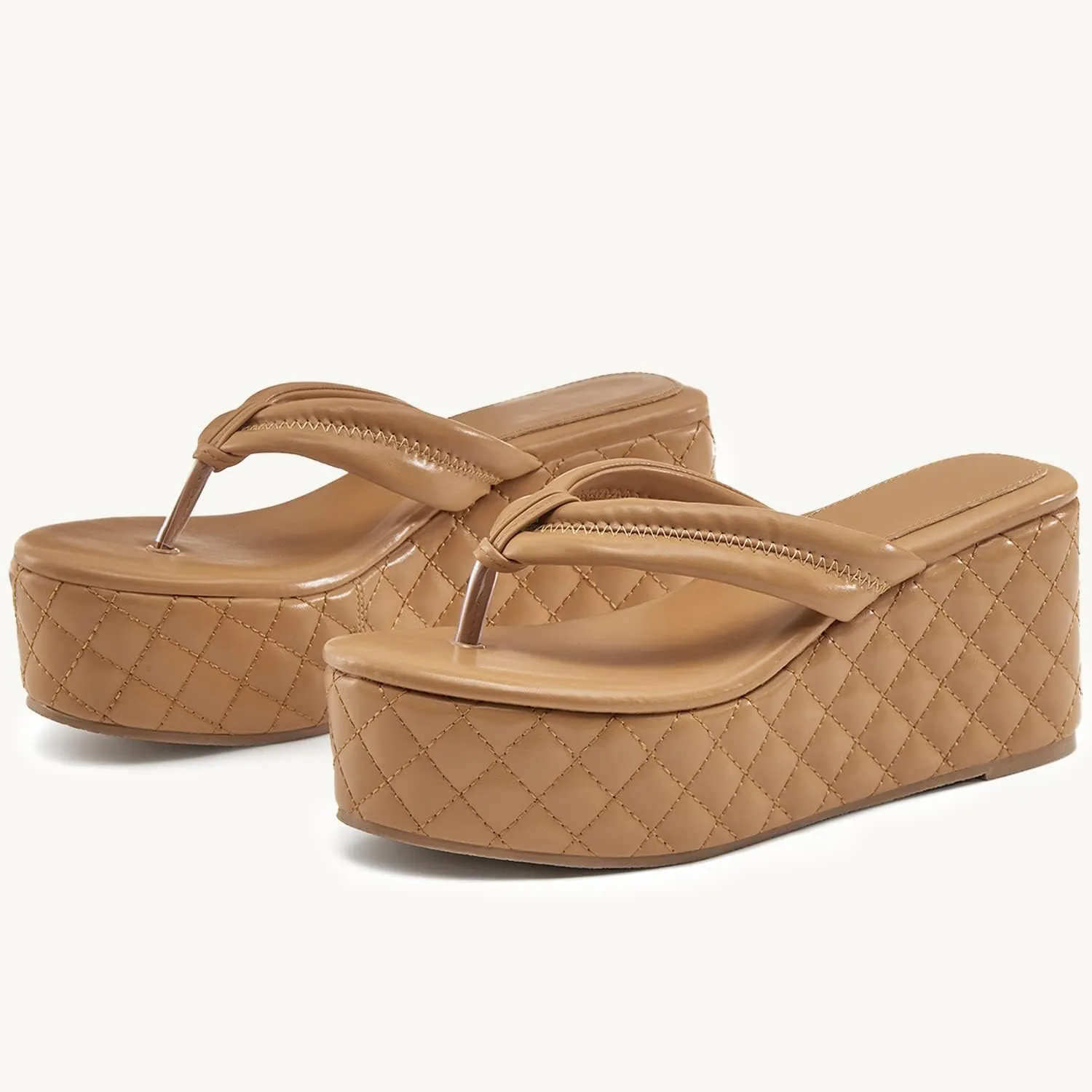 Women's Platform Wedge Slides Sandals Open Toe Slip on Flip-Flops Comfort Summer Beach Casual Wedges Shoes