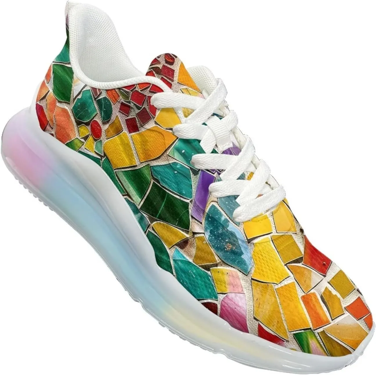 Women's Rainbow Sneaker Cozy Lightweight Air Cushion Footwear Travel Sneaker Breathable Anti-Slip Walking Shoes for Women US 6-11
