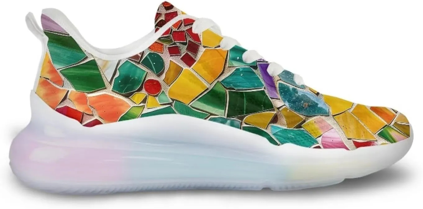 Women's Rainbow Sneaker Cozy Lightweight Air Cushion Footwear Travel Sneaker Breathable Anti-Slip Walking Shoes for Women US 6-11