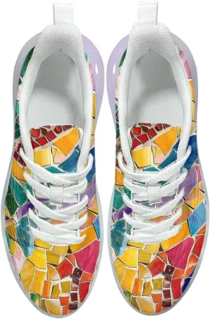 Women's Rainbow Sneaker Cozy Lightweight Air Cushion Footwear Travel Sneaker Breathable Anti-Slip Walking Shoes for Women US 6-11