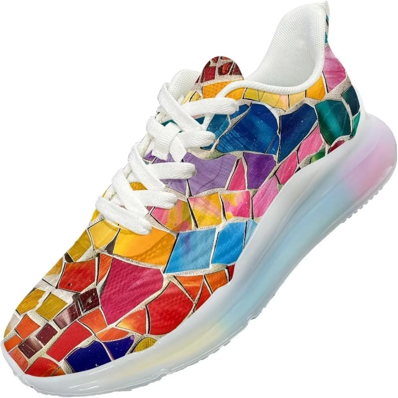 Women's Rainbow Sneaker Cozy Lightweight Air Cushion Footwear Travel Sneaker Breathable Anti-Slip Walking Shoes for Women US 6-11