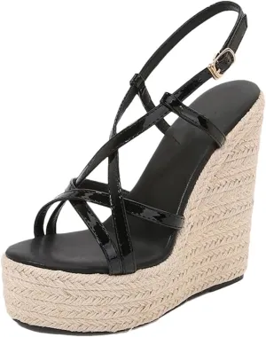 Womens Summer Espadrille Heel Platform Wedge Sandals 14CM Catwalk Show Sandals