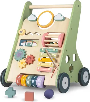 Wooden Baby Walker, Montessori Walker for Babies 6-12 Months, Push Walking Toys for 1 Year Old Learning to Walk