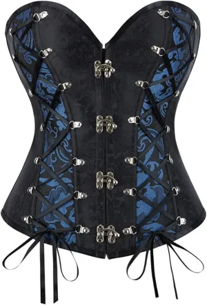 Xiaojmake Women's Vintage Gothic Steampunk Corset Bustier Court Steel Boned Waist Trainer Cincher Underbust Corsets Vest Tops