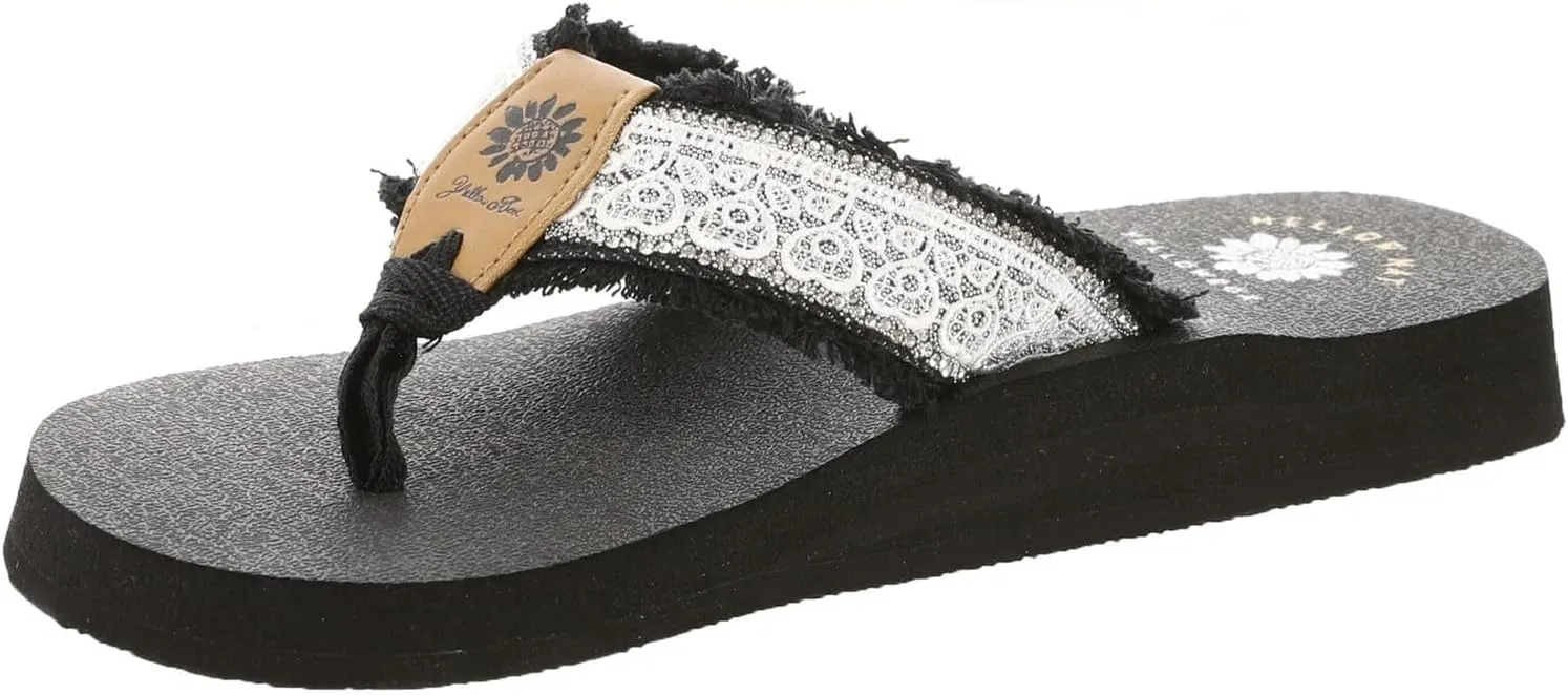 Yellow Box Women's Nara Flip Flop Sandal, Round Toe, 1 Inch Heel, 0.5 Inch Platform, Comfortable Flip-Flop