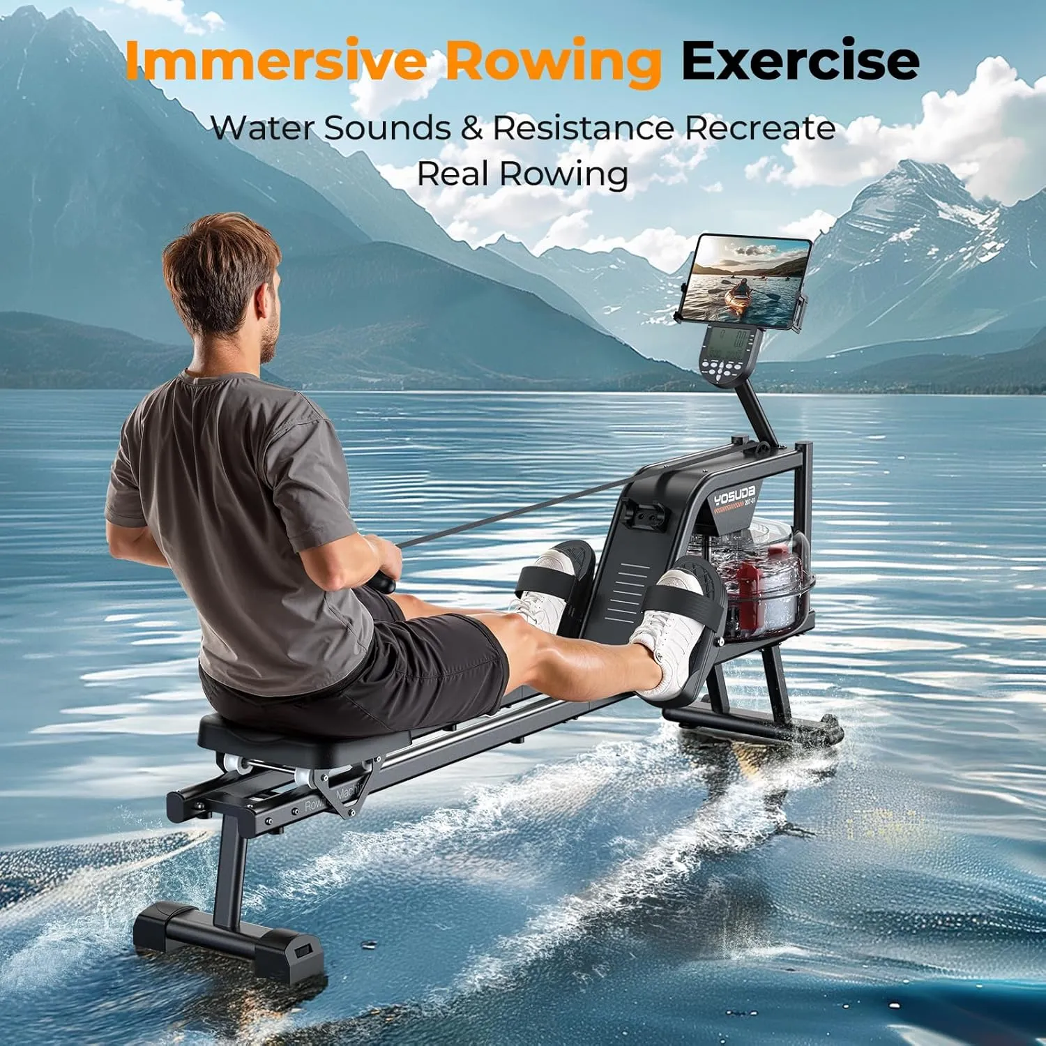 YOSUDA Magnetic/Water Rowing Machine 350 LB Weight Capacity - Rower Machine for Home Use with Bluetooth, App Supported, Tablet Holder and Comfortable Seat Cushion