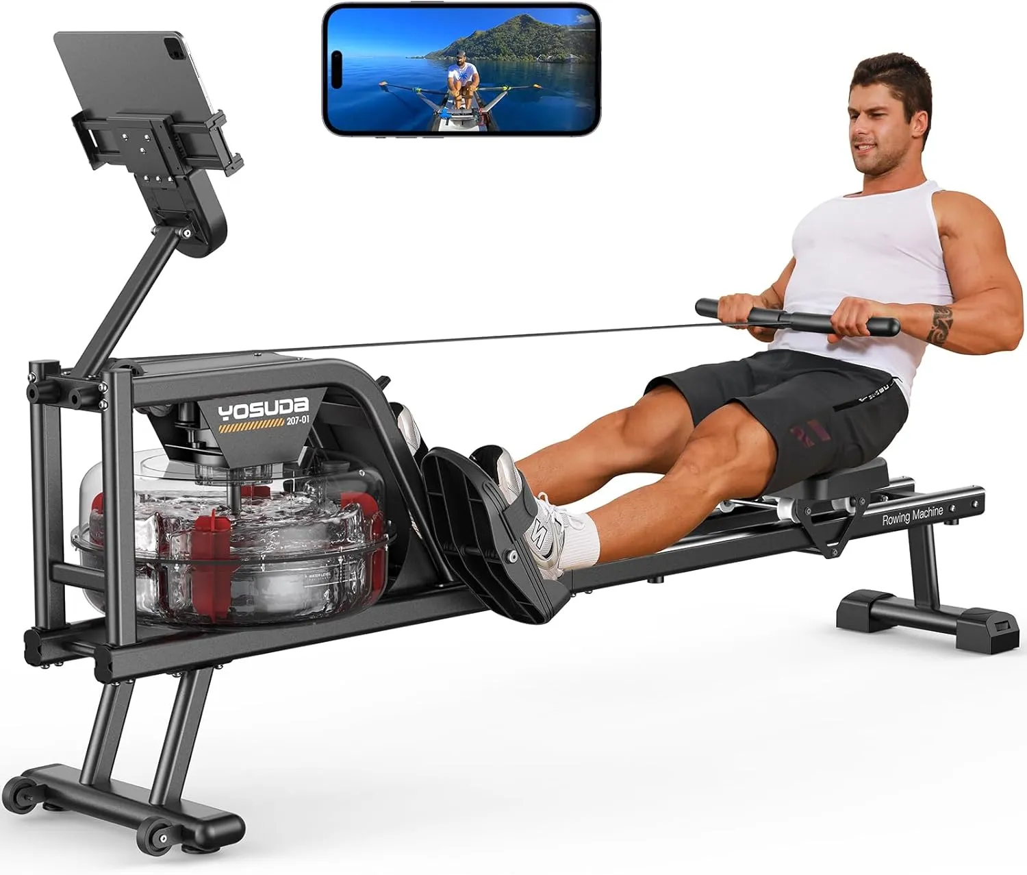 YOSUDA Magnetic/Water Rowing Machine 350 LB Weight Capacity - Rower Machine for Home Use with Bluetooth, App Supported, Tablet Holder and Comfortable Seat Cushion