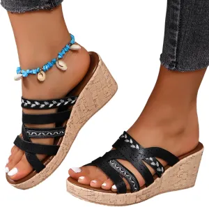 ZKXYFFS Women's Wedge Platform Espadrille Cork Slide Sandals Slip On Open Toe High Heels Buckle Casual Summer Flatform Shoes